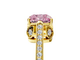 Yellow gold Fancy Pink Cushion  Cut Cathedral Pave Diamond Engagement Ring with Six-Prong Setting_38