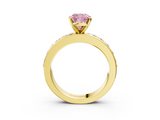 Yellow gold Fancy Pink Cushion  Cut Channel Set Diamond Engagement Ring with Four-Prong Setting_246