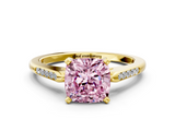 Yellow gold Fancy Pink Cushion  Cut Channel Set Solitaire Engagement Ring with Four-Prong Setting_161