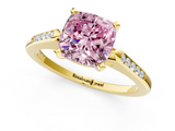 Yellow gold Fancy Pink Cushion  Cut Channel Set Solitaire Engagement Ring with Four-Prong Setting_162