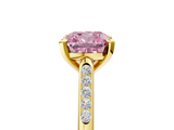 Yellow gold Fancy Pink Cushion  Cut Channel Set Solitaire Engagement Ring with Four-Prong Setting_166