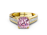 Yellow gold Fancy Pink Cushion  Cut Channel Set Solitaire Engagement Ring with Prong Setting_20