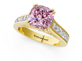 Yellow gold Fancy Pink Cushion  Cut Channel Set Solitaire Engagement Ring with Prong Setting_21