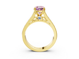 Yellow gold Fancy Pink Cushion  Cut Channel Set Solitaire Engagement Ring with Prong Setting_23