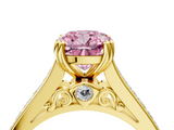 Yellow gold Fancy Pink Cushion  Cut Channel Set Solitaire Engagement Ring with Prong Setting_24
