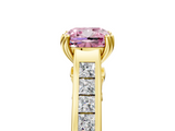 Yellow gold Fancy Pink Cushion  Cut Channel Set Solitaire Engagement Ring with Prong Setting_25