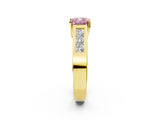 Yellow gold Fancy Pink Cushion Cut Cut Channel Set Solitaire Ring with Four-Prong Setting_2