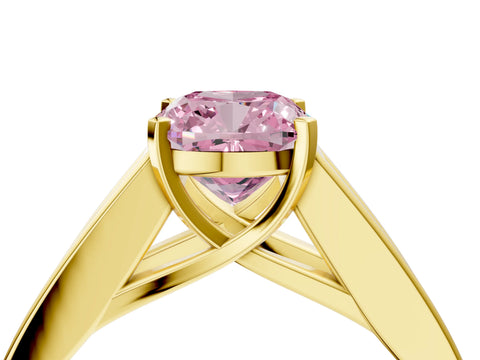 Yellow gold Fancy Pink Cushion Cut Cut Channel Set Solitaire Ring with Four-Prong Setting_4