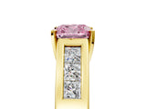 Yellow gold Fancy Pink Cushion Cut Cut Channel Set Solitaire Ring with Four-Prong Setting_5