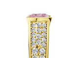 Yellow gold Fancy Pink Cushion Cut Cut Diamond Channel Set Pave Band with Tension Prong Setting_5