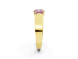 Yellow gold Fancy Pink Cushion Cut Cut Diamond Channel Set Solitaire Ring with Four-Prong Setting_2