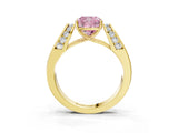 Yellow gold Fancy Pink Cushion Cut Cut Diamond Channel Set Solitaire Ring with Four-Prong Setting_3