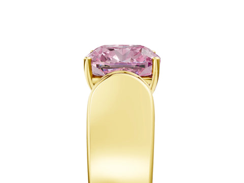 Yellow gold Fancy Pink Cushion Cut Cut Diamond Channel Set Solitaire Ring with Four-Prong Setting_5