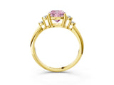 Yellow gold Fancy Pink Cushion Cut Cut Diamond Cluster Ring with Solitaire Band and Four-Prong Setting_3
