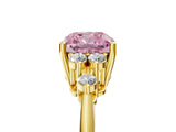 Yellow gold Fancy Pink Cushion Cut Cut Diamond Cluster Ring with Solitaire Band and Four-Prong Setting_5