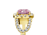 Yellow gold Fancy Pink Cushion Cut Cut Diamond Halo Engagement Ring with Open Split Pavé Band_5