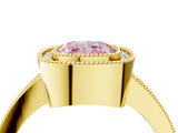 Yellow gold Fancy Pink Cushion Cut-Cut Diamond Halo Engagement Ring with Pave Band and Prong Setting_4