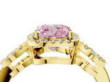 Yellow gold Fancy Pink Cushion Cut Cut Halo Diamond Infinity Band with Four-Prong Setting_4