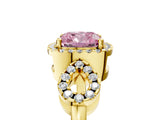 Yellow gold Fancy Pink Cushion Cut Cut Halo Diamond Infinity Band with Four-Prong Setting_5