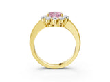 Yellow gold Fancy Pink Cushion Cut Cut Halo Diamond Pavé Engagement Ring with Milgrain Detailing_3
