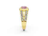 Yellow gold Fancy Pink Cushion Cut Cut Halo Split Shank Prong Set Ring_2