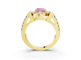 Yellow gold Fancy Pink Cushion Cut Cut Halo Split Shank Prong Set Ring_3