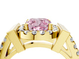 Yellow gold Fancy Pink Cushion Cut Cut Halo Split Shank Prong Set Ring_4