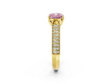 Yellow gold Fancy Pink Cushion Cut Cut Pave Split Shank Engagement Ring with Four-Prong Setting_2