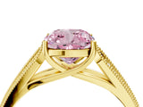 Yellow gold Fancy Pink Cushion Cut Cut Pave Split Shank Engagement Ring with Four-Prong Setting_4