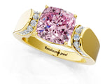 Yellow gold Fancy Pink Cushion Cut Diamond Channel Set Solitaire Ring with Four-Prong Setting_13
