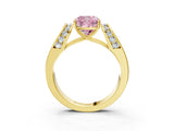 Yellow gold Fancy Pink Cushion Cut Diamond Channel Set Solitaire Ring with Four-Prong Setting_15