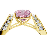 Yellow gold Fancy Pink Cushion Cut Diamond Channel Set Solitaire Ring with Four-Prong Setting_16