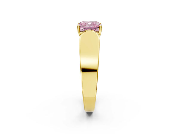 Yellow Gold Cushion Cut Channel Set Engagement Ring Setting for Fancy Pink Center with Wide Band