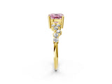 Yellow gold Fancy Pink Cushion Cut Diamond Cluster Pavé Band with Four-Prong Setting_14