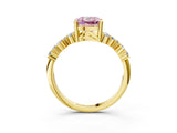 Yellow gold Fancy Pink Cushion Cut Diamond Cluster Pavé Band with Four-Prong Setting_15