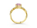 Yellow gold Fancy Pink Cushion Cut Diamond Cluster Pavé Band with Four-Prong Setting_6