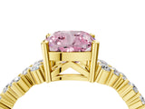 Yellow gold Fancy Pink Cushion Cut Diamond Cluster Pavé Band with Four-Prong Setting_7