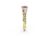 Yellow gold Fancy Pink Cushion Cut Diamond Engagement Ring with Baguette Side Stones and Channel Set Band_22