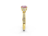 Yellow gold Fancy Pink Cushion  Cut Diamond Engagement Ring with Bezel Set Round Side Stones and Prong Setting_54