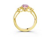 Yellow gold Fancy Pink Cushion  Cut Diamond Engagement Ring with Bezel Set Round Side Stones and Prong Setting_55