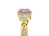 Yellow gold Fancy Pink Cushion  Cut Diamond Engagement Ring with Bezel Set Round Side Stones and Prong Setting_57