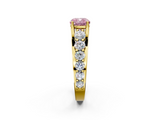 Yellow gold Fancy Pink Cushion  Cut Diamond Engagement Ring with Pavé Band and Four-Prong Setting_5