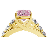 Yellow gold Fancy Pink Cushion  Cut Diamond Engagement Ring with Pavé Band and Four-Prong Setting_7