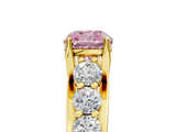 Yellow gold Fancy Pink Cushion  Cut Diamond Engagement Ring with Pavé Band and Four-Prong Setting_8