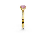Yellow gold Fancy Pink Cushion Cut Diamond Engagement Ring with Side Stone Accents and Four-Prong Setting_14