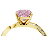 Yellow gold Fancy Pink Cushion Cut Diamond Engagement Ring with Side Stone Accents and Four-Prong Setting_16