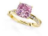 Yellow gold Fancy Pink Cushion Cut Diamond Engagement Ring with Side Stone Accents and Four-Prong Setting_73