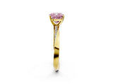 Yellow gold Fancy Pink Cushion Cut Diamond Engagement Ring with Side Stone Accents and Four-Prong Setting_74
