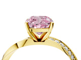 Yellow gold Fancy Pink Cushion Cut Diamond Engagement Ring with Side Stone Accents and Four-Prong Setting_76