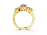 Yellow gold Fancy Pink Cushion  Cut Diamond Five-Stone Prong Set White Gold Ring_35